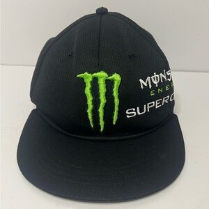 Monster Energy Drink Supercross Snapback Hat Cap Motorcycle Racing Black Green